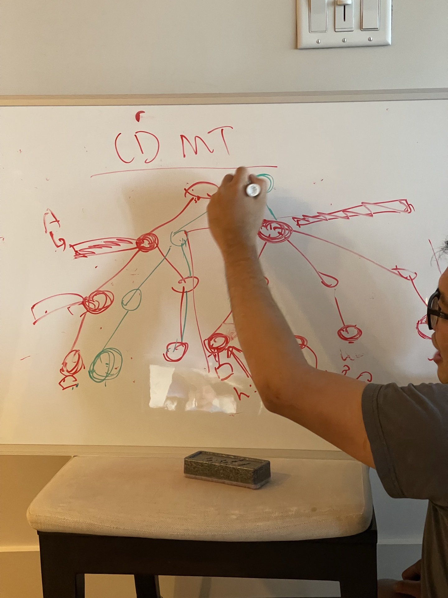 Yucheng Low drawing the Content-Defined Merkle Tree on a whiteboard in August 2021